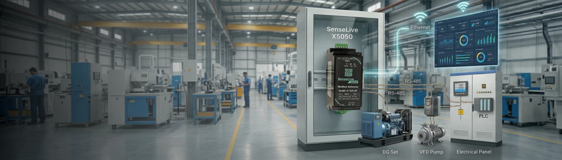 SenseLive X5050 Modbus Gateway with protocol conversion
